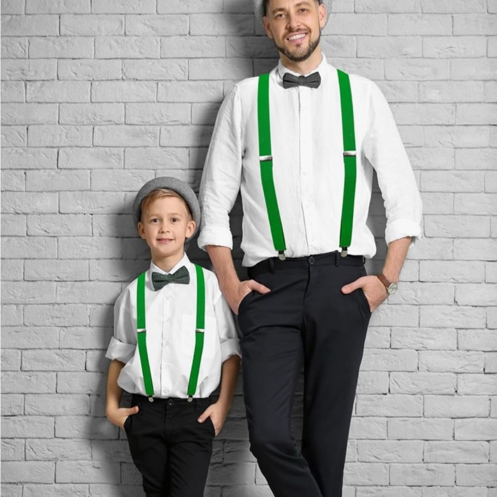 Amscan Bright Green Suspenders‎ for Kids and Adults. 1 Pair